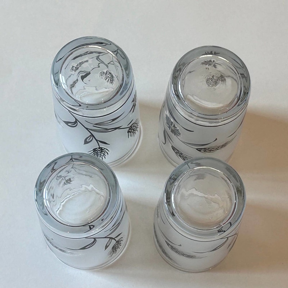 VT Libby 4 frosted silver wheat 4oz juice glasses - Picture 6 of 9